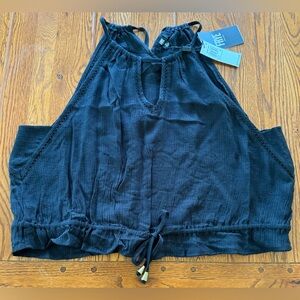 🆕 Frye Black Loose Keyhole Tank Top With Adjustable Tie Bottom